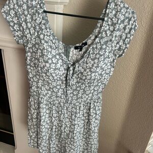 New Look White and Green Tie Front floral Jumpsuit size M